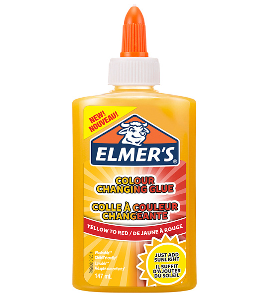 Клей для слаймов Elmers "Color Changing Glue", 147мл, для слаймов, меняющ. цвет, желтый-красный, непрозрачный