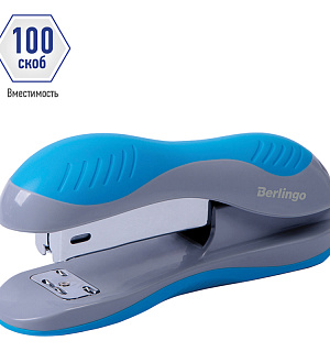 Степлер №24/6, 26/6 Berlingo "Office Soft" до 25л., пластиковый корпус, синий