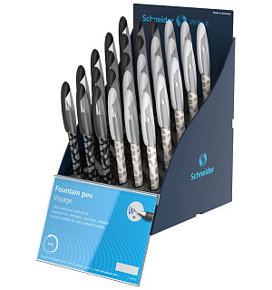 Ручка перьевая Schneider "Voyage", 1 картридж, грип, корпус ассорти, дисплей