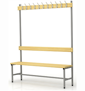 Вешалка односторонняя со скамьей на металлокаркасе Надежда П-091Д/1,5, сосна, 1818*1480*370