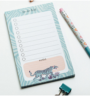 Блок для записей (To Do list) MESHU 10,0*17,0см, 50л., "Wild", на склейке