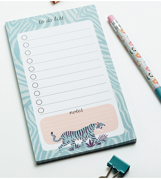 Блок для записей (To Do list) MESHU 10,0*17,0см, 50л., "Wild", на склейке