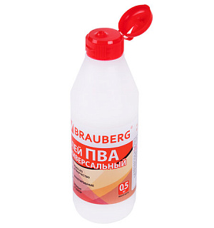Клей ПВА BRAUBERG, 0,5 кг, универсальный (бумага, картон, дерево), 600982