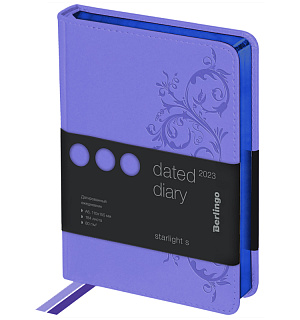 Ежедневник датированный 2023г., А6, 184л., кожзам, Berlingo "Starlight S", металлик срез, фиолетовы