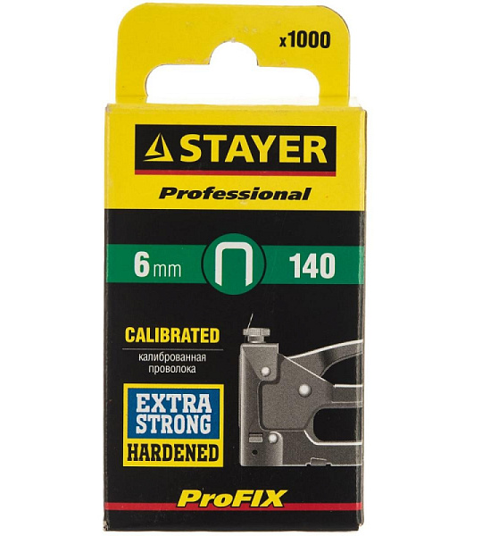 Скобы для степлера закал., тип 140, 6мм, 1000 шт STAYER 31610-06