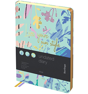 Ежедневник недатированный, А5, 136л., кожзам, Berlingo "Style", золотой срез, зеленый, с рисунком