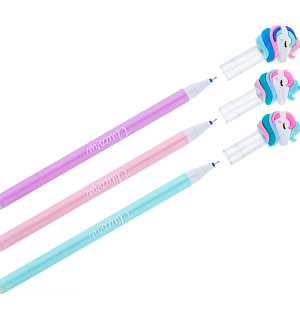 Ручка гелевая стираемая MESHU "Unicorn" синяя, 0,5мм, корпус ассорти