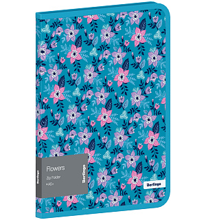 Папка на молнии Berlingo "Flowers" А5+, 600мкм, с рисунком