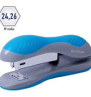 Степлер №24/6, 26/6 Berlingo "Office Soft" до 25л., пластиковый корпус, синий