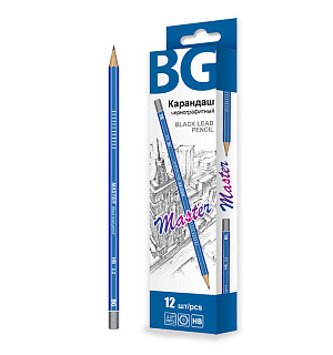Карандаш ч/г BG "Master" HB, шестигран., европодвес