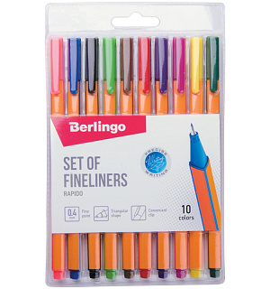 Набор капиллярных ручек Berlingo "Rapido", 10цв., 0,4мм, трехгран., европодвес