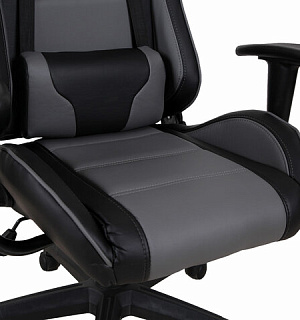 Кресло компьютерное BRABIX "GT Racer GM-100", две подушки, экокожа, черное/серое, 531926