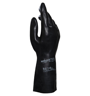 Перчатки латексно-неопреновые MAPA Technic/UltraNeo 420, хлопчатобумажное напыление, размер 7 (S), черные
