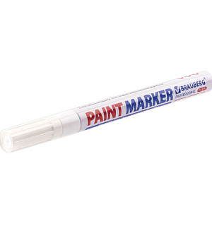 Маркер-краска лаковый (paint marker) 2 мм, БЕЛЫЙ, НИТРО-ОСНОВА, алюминиевый корпус, BRAUBERG PROFESSIONAL PLUS, 151438
