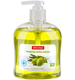 Мыло-крем жидкое OfficeClean "Нежное", антибактериальное, с маслом оливы, с дозатором, 500мл