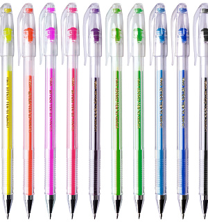 Набор гелевых ручек Crown "Hi-Jell Color" 10шт., 10цв., 0,5мм, ПВХ уп., европодвес