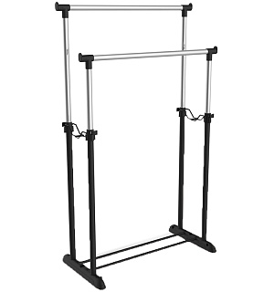 Вешалка напольная гардеробная Sheffilton SHT-WR4150, 1660 (890)*860*440мм, регулируемая, металл хром, пластик черный, 2 штанги, В1-70