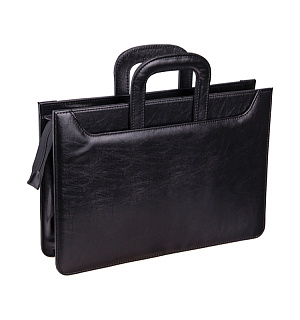 Портфель OfficeSpace "Irena", кожзам, черный, 2 отделения, молния, задвиг. ручки