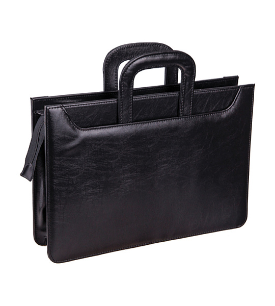 Портфель OfficeSpace "Irena", кожзам, черный, 2 отделения, молния, задвиг. ручки