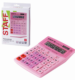 Калькулятор настольный STAFF STF-888-12-PK (200х150 мм) 12 разрядов, двойное питание, РОЗОВЫЙ, 250452