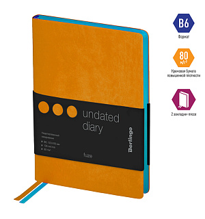 Ежедневник недатир. В6, 136л., кожзам, Berlingo "Fuze", цветной срез, оранжевый