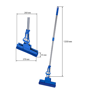 Швабра самоотжимная OfficeClean Professional с губ.насадкой ПВА 27см, двойной отжим, телеск.ручка 70-125см