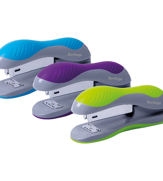 Степлер №24/6, 26/6 Berlingo "Office Soft" до 25л., пластиковый корпус, ассорти