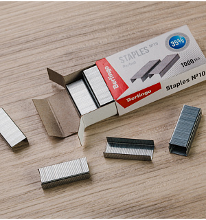 Скобы для степлера №10 Berlingo "Perfect", оцинкованные, 1000шт., энергосберегающие