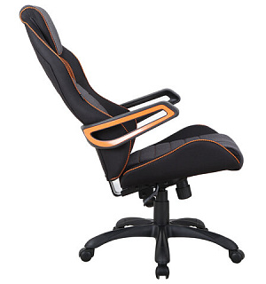 Кресло компьютерное BRABIX "Techno Pro GM-003", ткань, черное/серое, вставки оранжевые, 531813