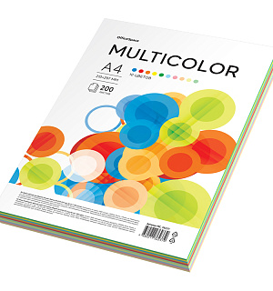 Бумага цветная OfficeSpace "Multicolor", A4, 80г/м², 200л., (10 цветов)