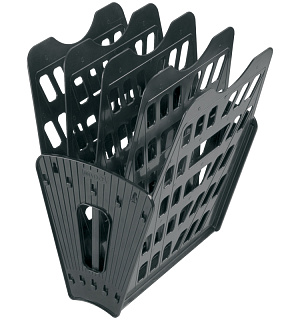 Лоток для бумаг веерный СТАММ, 5-ти секционный, черный