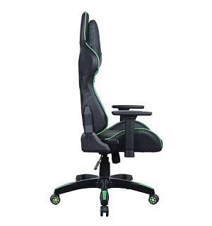 Кресло компьютерное BRABIX "GT Carbon GM-120", две подушки, экокожа, черное/зеленое, 531929