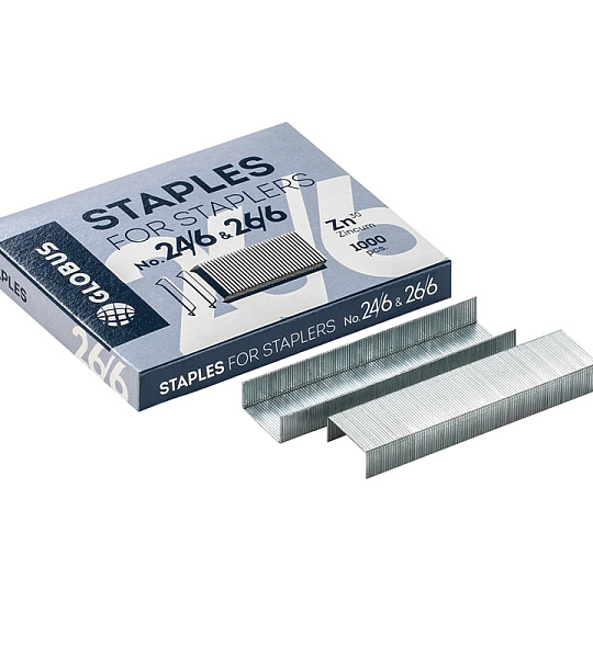 Скобы для степлера №24/26/6 Globus, оцинкованные, 1000шт.