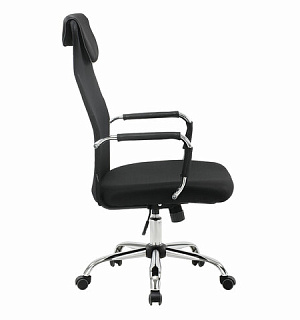 Кресло офисное BRABIX "Fit EX-514", с подголовником, хром, черное, 531949
