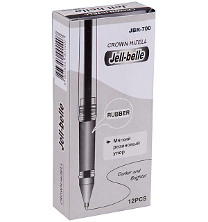 Ручка гелевая Crown "Jell-Belle" черная, 0,5мм, грип