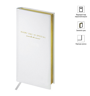 Еженедельник недатированный, карманный, 64л., кожзам, OfficeSpace "Dallas", белый, зол. срез