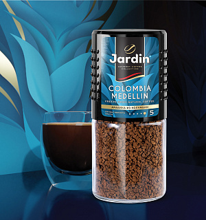 Кофе растворимый JARDIN (Жардин) "Colombia Medellin", сублимированный, 95 г, стеклянная банка, 0627-14