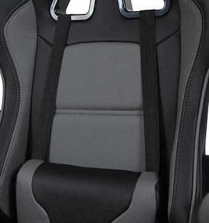 Кресло компьютерное BRABIX "GT Racer GM-100", две подушки, экокожа, черное/серое, 531926