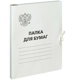 Папка для бумаг с завязками OfficeSpace, Герб России, картон немелованный,300г/м2, белый, до 200л.