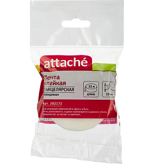 Клейкая лента канцелярская Attache 19x33 невидимая, не удаляемая, подвес