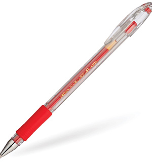 Ручка гелевая Crown "Hi-Jell Grip" красная, 0,5мм, грип