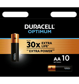 Батарейки КОМПЛЕКТ 10шт DURACELL Optimum AA(LR6,15А), х30 мощность, алкалин пальчиковые, (ш/к 8993), 5014728
