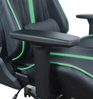 Кресло компьютерное BRABIX "GT Carbon GM-120", две подушки, экокожа, черное/зеленое, 531929