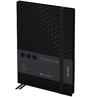 Записная книжка А5 80л., кожзам, Berlingo "DoubleBlack", черный срез, черная, с рисунком