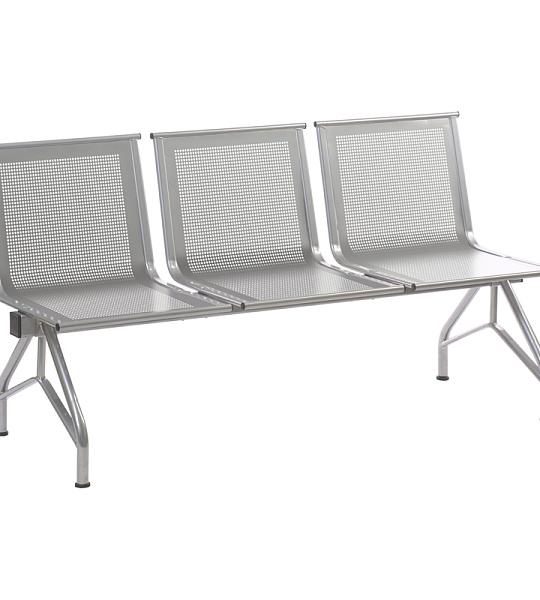 Секция 3 места Стилл, 1550*600*780, каркас серебр метал., сиденья перф. серебр. мет.(ПОД ЗАКАЗ)