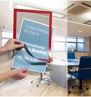 Комплект рамок самоклеящихся магнитных информационных 2шт. Durable "Duraframe" А4, красный