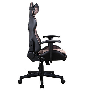 Кресло компьютерное BRABIX "GT Racer GM-100", две подушки, ткань, экокожа, черное/коричневое, 531819