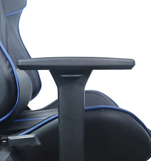 Кресло компьютерное BRABIX "GT Carbon GM-120", две подушки, экокожа, черное/синее, 531930