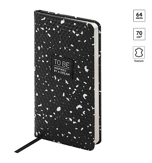 Еженедельник недатированный, карманный, 64л., кожзам, OfficeSpace "Fortune", черный, серебр. срез