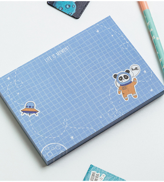 Блок для записей MESHU 8,8*12,5см, 100л., "Space adventure", на склейке